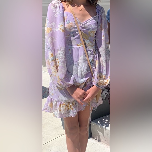 Lavender cocktail dress with flowers - Picture 2 of 3